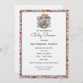 エレガントカトリック赤ちゃんシャワーフローラ招待状 招待状 (正面/裏面)