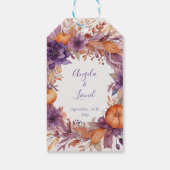 エレガントカボチャ紫の花結婚の数 ギフトタグ (裏面)