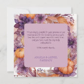 エレガントカボチャ紫の花結婚の数 サンキューカード (裏面)