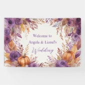 エレガントカボチャ紫の花結婚の数 横断幕 (横)