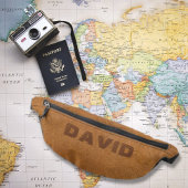 エレガントカメル茶フェイク革パーソナライズされた ファニーパック