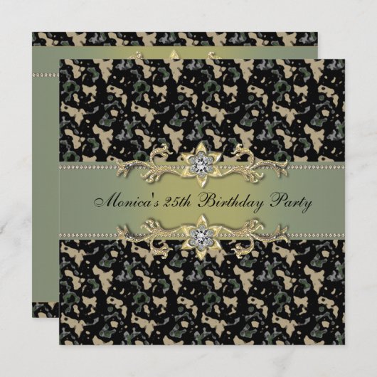 エレガントカモパーティー招待状 招待状 (正面/裏面)