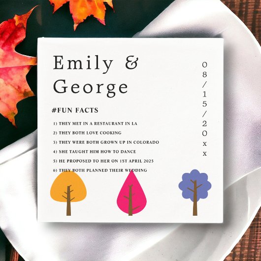 エレガントカラフルお洒落木秋の結婚式 スタンダードカクテルナプキン