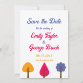 エレガントカラフルお洒落木秋の結婚式 セーブザデート (正面)