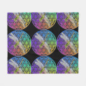 エレガントカラフルの花 フリースブランケット (正面(横))