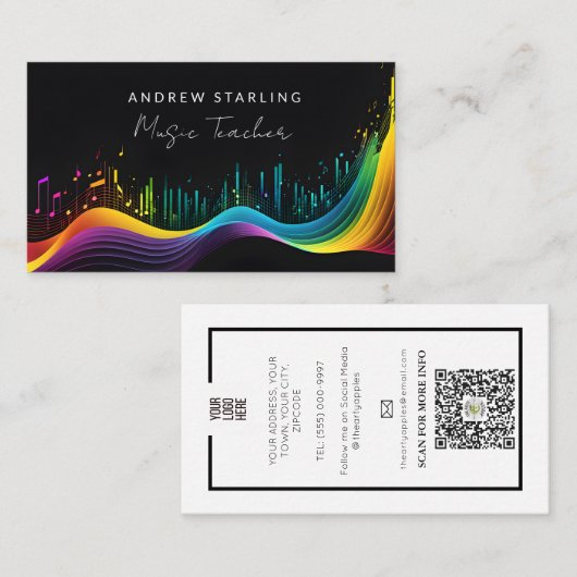 エレガントカラフルはっきりした芸術的先生 名刺 (正面/裏面)