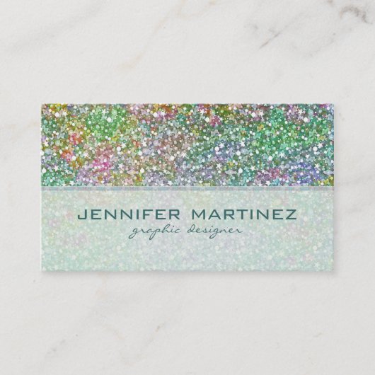 エレガントカラフルグリッターテクスチャ – 緑のオーバートーン 名刺 (正面)