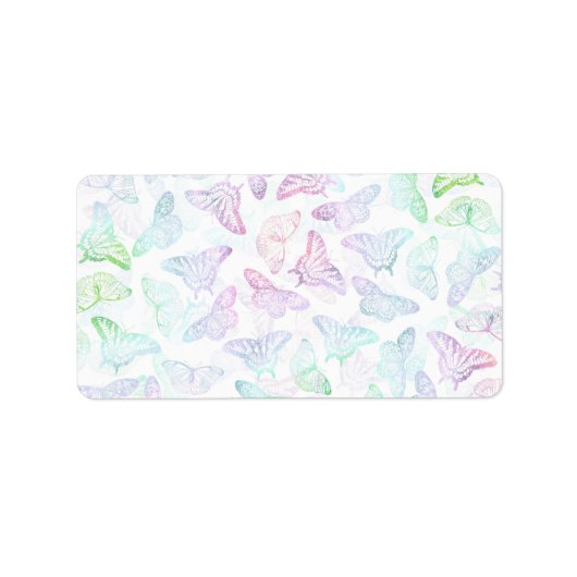 エレガントカラフルグリッター蝶デザイン ラベル (正面)