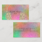 エレガントカラフルグリッター金ゴールドヘッドフォンDJ 名刺 (正面/裏面)