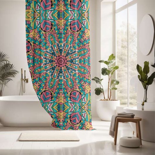 エレガントカラフルシームレス シャワーカーテン