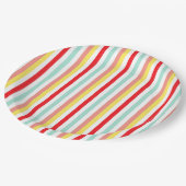 エレガントカラフルストライプのレトロヴィンテージモダン ペーパープレート (アングル)
