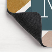 エレガントカラフルストライプイニシャルモダンティール(緑がかった色)ピンク マウスパッド (コーナー)