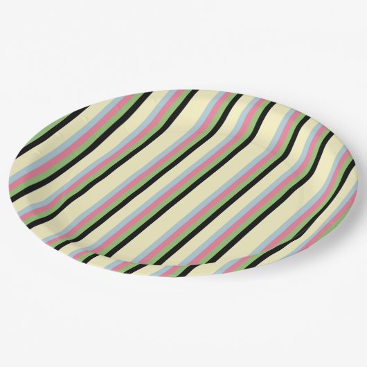 エレガントカラフルストライプレトロとガーリーモダン ペーパープレート (アングル)