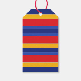 エレガントカラフルストライプ、赤い青の黄色と銀 ギフトタグ