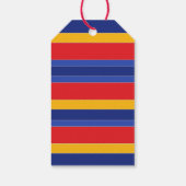 エレガントカラフルストライプ、赤い青の黄色と銀 ギフトタグ (裏面)