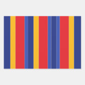 エレガントカラフルストライプ、赤い青の黄色と銀 ラッピングペーパーシート (正面2)