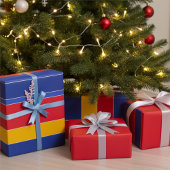 エレガントカラフルストライプ、赤い青の黄色と銀 ラッピングペーパー