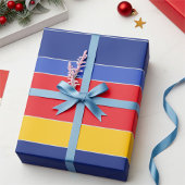 エレガントカラフルストライプ、赤い青の黄色と銀 ラッピングペーパー