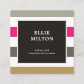 エレガントカラフルストライプMakeup Artist スクエア名刺 (正面)