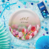 エレガントカラフルチューリ花模様結婚ズ ペーパープレート (パーティー)