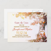 エレガントカラフルツリー日付はがきを保存 案内ポストカード (正面/裏面)