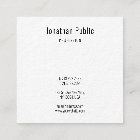 エレガントカラフルテンプレート抽象芸術アート スクエア名刺 (裏面)