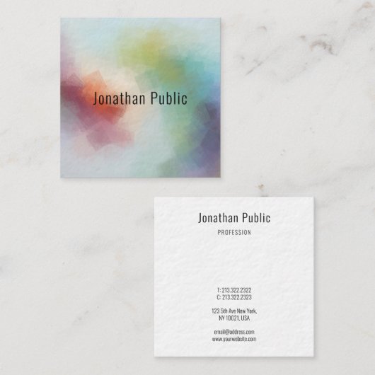 エレガントカラフルテンプレート抽象芸術アート スクエア名刺 (正面/裏面)