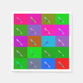 エレガントカラフルデイジー正方形、おもしろいフローラ スタンダードカクテルナプキン (正面)