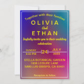 エレガントカラフルネオン色結婚式招待状 招待状 (正面)