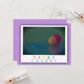 エレガントカラフルハッピーイースタークロシェ工芸卵 カード (正面/裏面インサイチュ)