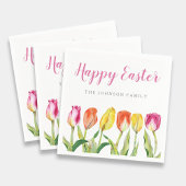 エレガントカラフルハッピーイースターフローラ スタンダードカクテルナプキン