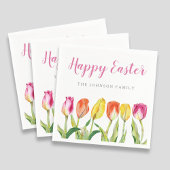 エレガントカラフルハッピーイースターフローラ スタンダードカクテルナプキン