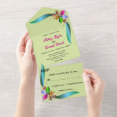 エレガントカラフルバラシャイニーフローラ結婚ズ オールインワン招待状 (貼ってはがせる)