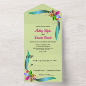 エレガントカラフルバラシャイニーフローラ結婚ズ オールインワン招待状 (内側)