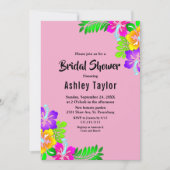 エレガントカラフルバラピンクフローラブライダルシャワー 招待状 (正面)