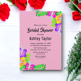 エレガントカラフルバラピンクフローラブライダルシャワー 招待状