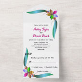 エレガントカラフルバラ光沢モダン結婚フローラ オールインワン招待状 (内側)