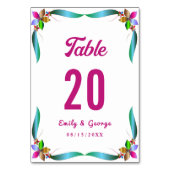 エレガントカラフルバラ光沢モダン結婚フローラ テーブルナンバー (裏面)