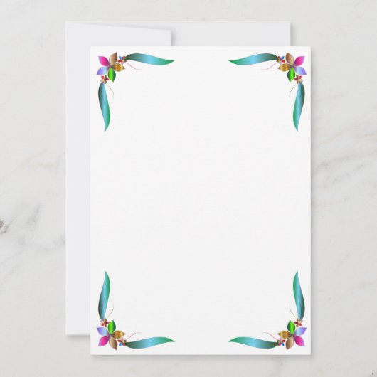 エレガントカラフルバラ光沢モダン結婚フローラ 招待状 (裏面)