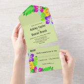 エレガントカラフルバラ素朴スフローラ結婚ズ オールインワン招待状 (貼ってはがせる)