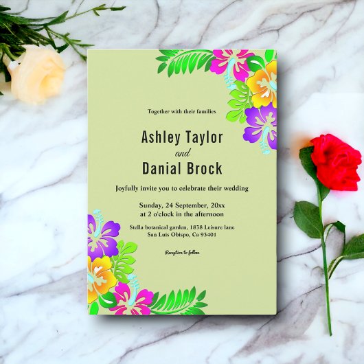 エレガントカラフルバラ素朴スフローラ結婚ズ 招待状