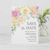 エレガントカラフルバラ結婚式の日付の保存 招待状 (スタンド正面)
