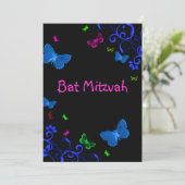 エレガントカラフルバルミツワーカスタム蝶 招待状 (スタンド正面)