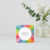 エレガントカラフルパーソナライズされた抽象芸術テンプレート スクエア名刺 (スタンド正面)