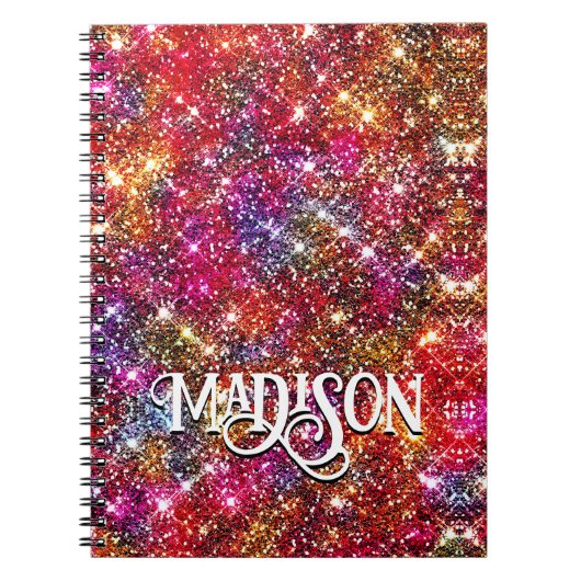 エレガントカラフルフェイクグリッターモノグラム手帳 ノートブック (正面)