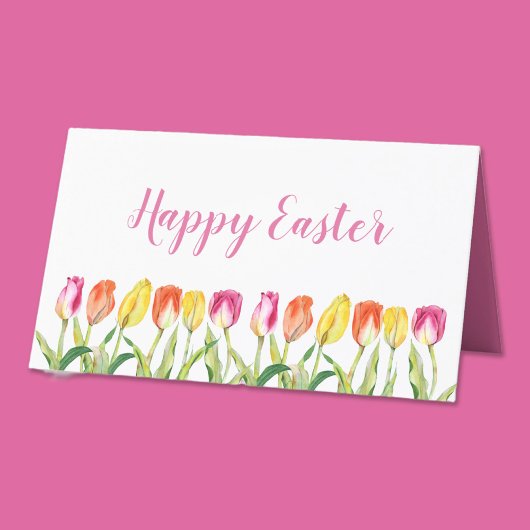 エレガントカラフルフローラチューリップハッピーイースター プレイスカード