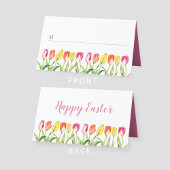エレガントカラフルフローラチューリップハッピーイースター プレイスカード