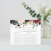 エレガントカラフルフローラブライダルシャワーレシピカード (スタンド正面)