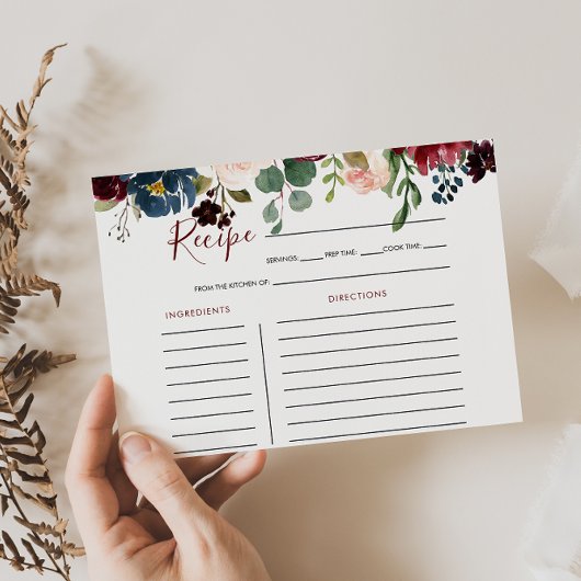 エレガントカラフルフローラブライダルシャワーレシピカード
