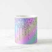 エレガントカラフルホログラフィックグリッタードリップ コーヒーマグカップ (中央)